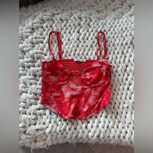 STRADIVARIUS Tie-Dye Corset Top - crop top - top red size M